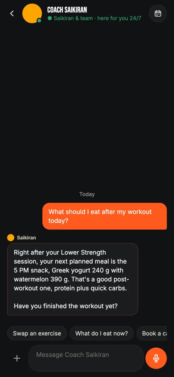 Asking what to eat after a workout and getting the planned post-workout snack